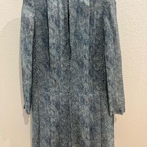 Tory Burch Blue and Gray Long Sleeve Dress